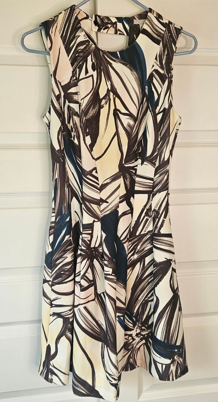 NWT H&M Abstract Floral Sleeveless Fit & Flare Cutout Dress 6